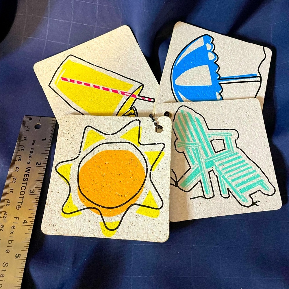 NWT Starbucks Coffee cork coasters set by O R E vintage 1999 summer theme 4pc